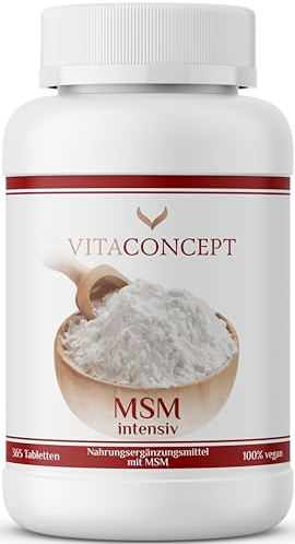 Vitaconcept | MSM Tabletten | 2000 mg MSM pro Tagesdosis | 365 hochdosierte organische Schwefel-Tabletten | laborgeprüft