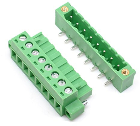 Oiyagai 10 Stück 8-Pin Leiterplatten-Steckklemmen, 5.08mm Rastermaß, rechtwinklig, grün, PCB Schraubklemmen Verbinder