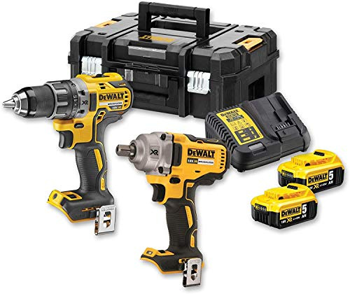 DEWALT 18-V-Li-Ion-Bohr-, Treiber- (DCD791) und Bolter-Set (DCF894) (2 x 5,0-Ah-Akku) in TSTAK DCK2077P2T