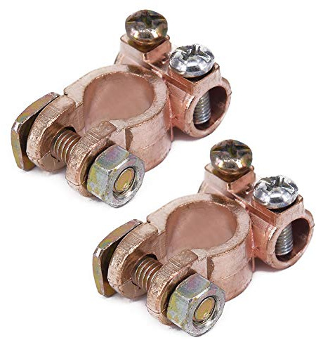 Car Battery Terminals Clamps Pair Screw Connection Positive Negative Brass Cable Connectors Accessories for many models Fits Up to 12mm Cable