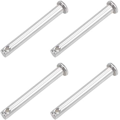 sourcing map 4 Stück Steckbolzen Splintstift Flachekopf Einloch Gabelkopfstifte Gelenkstift 5mm x 40mm aus Edelstahl 304