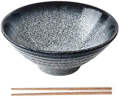 SGSG Chopsticks Bowl Porcelain Noodle Bowl 8 inch Personality Ramen Bowls for muesli, Pasta, Starter
