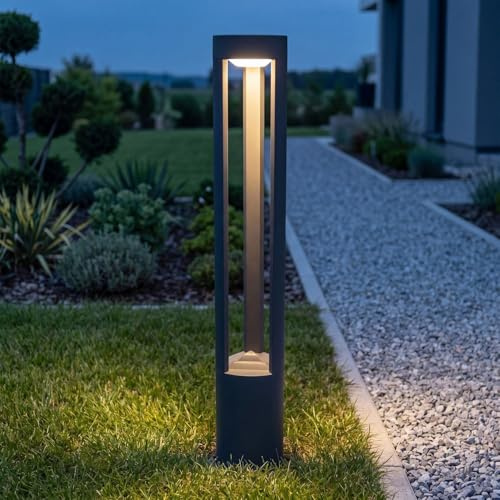 Licht-Erlebnisse Moderne Wegeleuchte Anthrazit 80 cm IP54 wetterfest GX53 blendarm ALSEN Außenlampe Garten Einfahrt