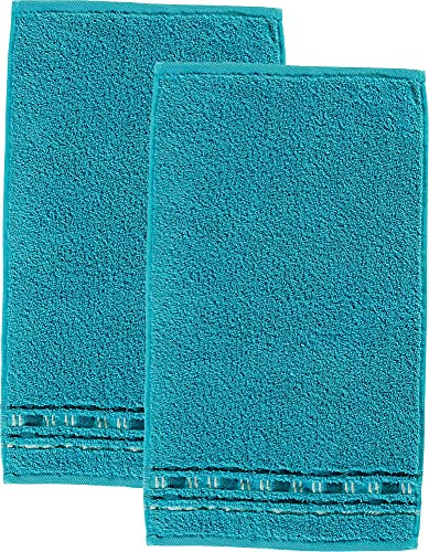 Erwin Müller Gästetuch 2er-Pack - Achern türkis Größe 30x50 cm - 500g/m² - schnell trocknend, extra saugstark, beidseitige Schlaufen