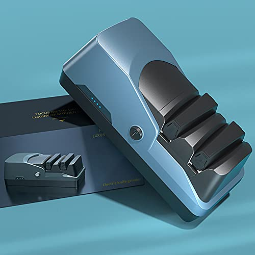 Electric Knife Sharpener,Kitchen Chef Knife Sharpener,Premium Knife Sharpener,Lifetime Use,Suitable for Chef and Home Use(Blue)