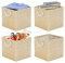 RIWNNI Juego de 4 Cajas Almacenaje, 30 x 30 x 30 cm, Cestas Organizadoras de Tela con Asas, Cubos de Almacenamiento Plegable para Ropa, Juguetes, Libros, Armario y Estanterías (Beige)