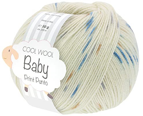 LANA GROSSA Cool Wool Baby Print Punto | 100% Schurwolle Merino, filzfrei | Handstrickgarn aus 100% Schurwolle (Merino) | 50g Wolle zum Stricken & Häkeln | 220m Garn FB 364