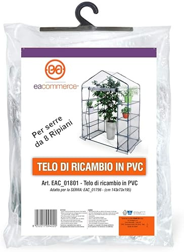Serra da Giardino e Balconi con copertura in PVC impermeabile per Orti, Piante e fiori (Telo di Ricambio per Serra da 8 Ripiani)