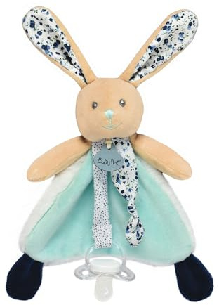BABY NAT' - Attache Sucette Doudou Lapin - Collection Poupi - Couleur Bleu Marine - Attache Tétine Pour Bébé Dès La Naissance - Idée Cadeau De Naissance - BN0606