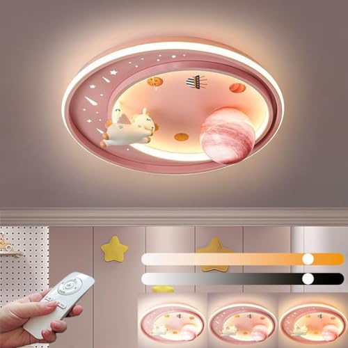 KZT LED Dimmbar Deckenleuchte mit Fernbedienung Einhornsign Cartoon Kinderlampe Modern Jungen Mädchen Kinderzimmer Deckenlampe 62W Runde Nachtlicht für Jungen Mädchen Schlafzimmer Wohnzimmer