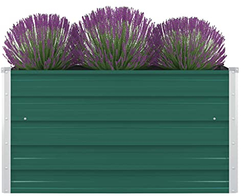 LAPOOH Hochbeet, Pflanzkübel, Kräuterbeet, Hochbeete-kit, Schneckenzaun, Pflanztrog, Pflanzgefäße, Pflanzfolie Für Hochbeet,Teichbecken, 100 x 100 x 45 cm Verzinkter Stahl Grün