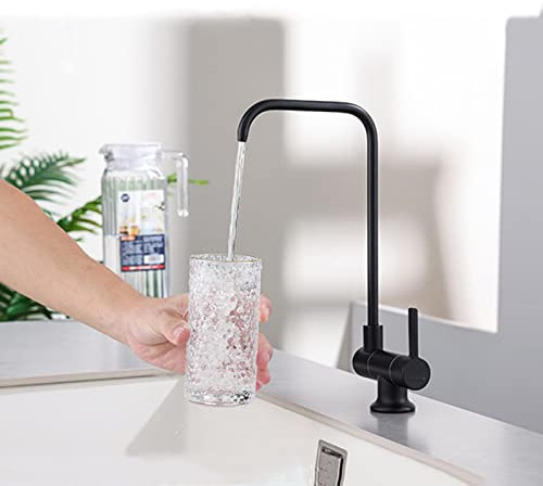 Küchenarmatur für Umkehrosmoseanlage Trinkwasserhahn mit 360 ° Drehung Einzel Kühlung Gefilterter Wasserhahn - Schwarz