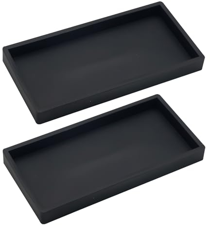 2 x rechteckiges Tablett aus Kunstharz, klein, rutschfest, Badewanne, Badezimmer, dekoratives Tablett, Kerzenteller, Seife, Stoff, Schmuck, Handtuch, Ring, Schmuck, Schminktisch, Zuhause, Wohnzimmer