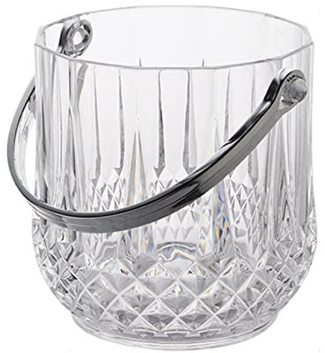 GeRRiT Eiskübel, Tisch-Eiskübelkühler mit Griff und Eiszange, Wein- und Getränkekühler, 1300 ml Acryl-Eispellet-Eimer, für den Außen- und Innenbereich