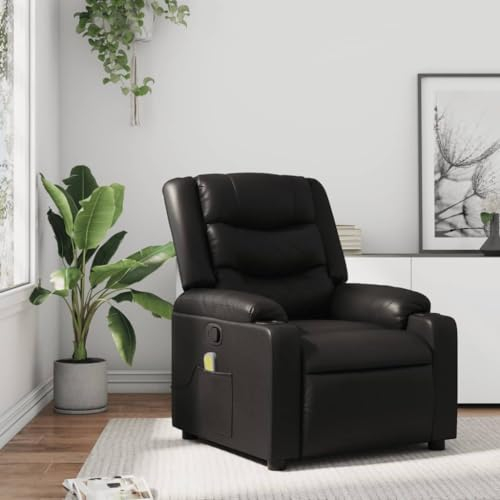 Homgoday Massagesessel Fernsehsessel Relaxsessel Ruhesessel mit Liegefunktion Polstersessel Liegesessel Verstellbare Rückenlehne TV Sessel, für Wohnzimmer Schwarz Kunstleder