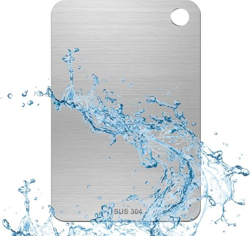 Planche à Découper en Titane et Acier Inoxydable, Planche a Decouper 304 Inox pour Cuisine, Planche à Découper Double Face de Alimentaire, Antibactérien, pour Viande, Fruits, Légumes, 29×19.5cm