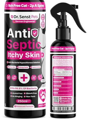 Dr. Senst Cat Itchy Skin Relief Spray | Stop Cat Itching & Scratching | Vet Approved | Cat Skin Irritation Treatment | Cat Allergy Relief | No Need Antibiotics For Cats | Essential Pet First Aid Kit