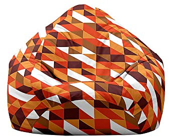 DOTBUY-SHOP Sitzsack Bezug (Ohne Füllstoff), Comfort Sitzsack Kinder Erwachsene, Waschbar Bean Bag Gaming Sitzsäcke, Geometrischer Druck Bean Bag Chair für Indoor Outdoor (Orange,M)
