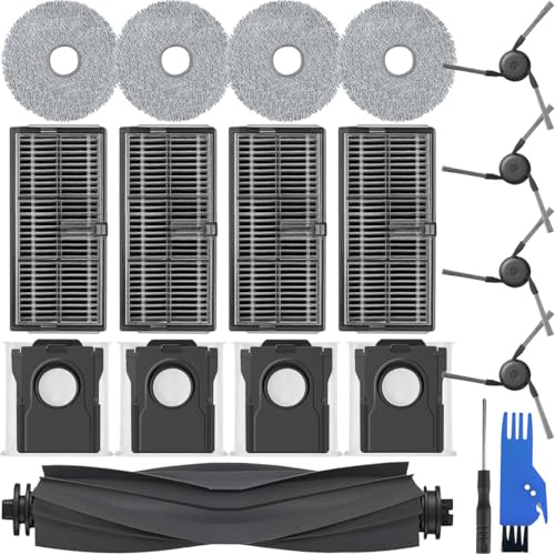 EATBALE Accessories Kit for MOVA P50 Ultra, for Dreame X40 Ultra Complete / X40 Master Robot Vacuum Cleaner 1 Main Brush 4 Side Edge Brush 4 Dust Bag 4 Hepa Filter 4 Mopping Pad Replacement Parts