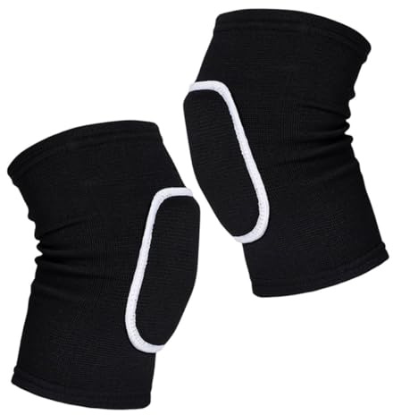 Healvian Volleyball Knee Pads Thickened Warm Protective Brace Black with White Edge Breathable Cushion for Yoga Dance Running Sport