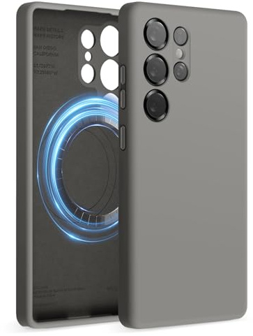 elago Kompatibel med Samsung Galaxy S25 Ultra Case, magnetiskt silikonfodral, kompatibel med MagSafe-tillbehör, skyddshölje, stötsäker, smal, reptåligt mjukt mikrofiberfoder (mediumgrå)