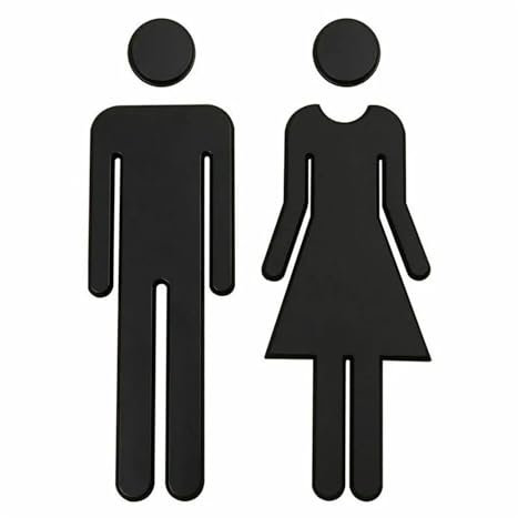 Panneau De Toilette Autocollants muraux for WC, panneaux de toilettes, signalisation de salle de bain, plaque miroir, surface homme et femme, panneaux de porte, affiche, bronze Plaque Wc(BLACK)