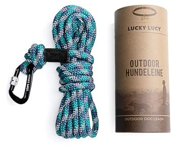 LUCKY LUCY Hundeleine 5m, für mittel & große Hunde, reflektierend, mit starkem Aluminium Karabiner, schöner Seeblau