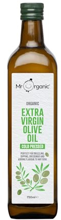 Mr Organic Extra Virgin Olive Oil for Healthy Home Cooking, Cold Pressed, Certified Organic, No Additives 1 x 750ml Glass Bottle