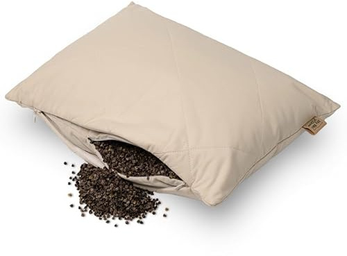MinkovHOME Almohada de Trigo Sarraceno Orgánico, Ergonómica,Transpirable, Funda de Algodón Suave, Confort Cervical, Cojín Natural, 40 x 80 cm