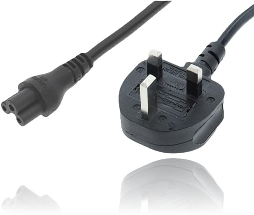 P4Y C5 Power Cable 1M UK 3 Pin Plug to IEC C5 Cloverleaf Connector - Universal Power Lead for Electronic Devices - BS1363 Fused Mains Cable