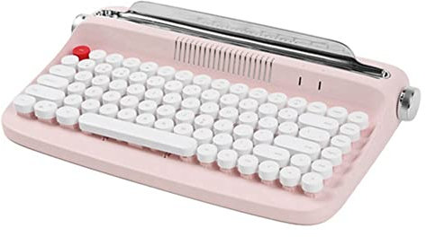 Richeyty Tastiera Wireless Bluetooth Macchina da Scrivere per Ufficio Tavoletta Meccanica Tavoletta Tastiera Universale per Notebook con Rotondi retrò,A