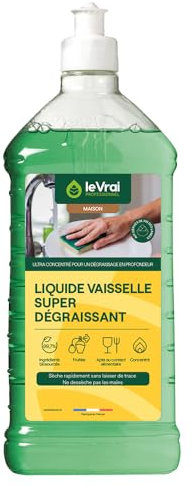 LE VRAI PROFESSIONNEL - Liquide Vaisselle Super Dégraissant - Élimine Graisses et Résidus - Ecologique - Parfum Fruité - Fabrication Française - Flacon 1 L