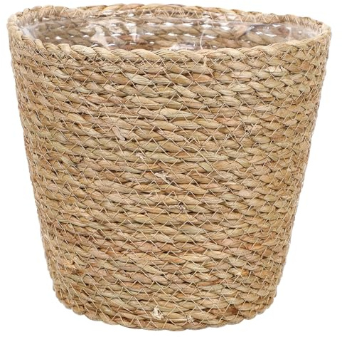 SOIMISS Portavasi da Interno Intrecciato a Mano in Paglia, Cesto per Piante Fodera Pe, Decorativo per Piante e Fiori, Regalo per Casa e Ufficio