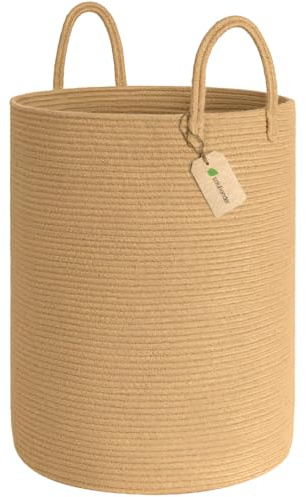 Solutionder Extra Large Cotton Rope Storage Basket (Honey) – Woven Laundry, Blanket & Toy Organiser, Washing Basket for Laundry, Nursery & Home (58cmx42, 75L)