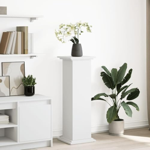 SDWEHO7 Blumenständer mit Stauraum, Moderner Pflanzenständer für den Innenbereich, Pflanzenregal Pflanzenhalter für Wohnzimmer, Weiß 31x30x90 cm Holzwerkstoff