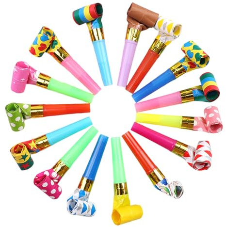 WUSJCOF 15 Pezzi Pfeifen Festa Fischio Bambini, Gebläse Pfeife Festa Pfeifen Krachmacher (Multicolore)