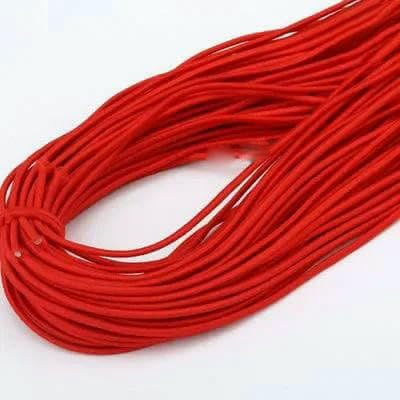 Banda elástica redonda de colores de 2 mm, cuerda elástica redonda, banda de goma, línea elástica, accesorios de costura para bricolaje, 5 metros, rojo, 2 m