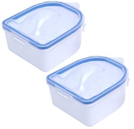 Mobestech 2piezas Recipiente para Remojar las Manos Azul de Doble Herramienta de Spa para Manicura y Arte de Uñas para Quitar Esmalte Permanente
