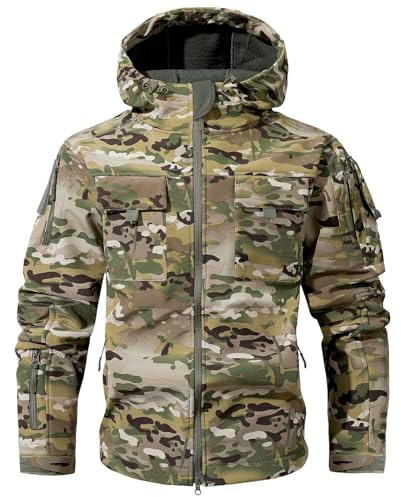 Generisch Chaqueta de camuflaje para hombre, parka del ejército, chaqueta militar, camuflaje manchado, chaqueta de pesca, chaqueta de forro polar, chaqueta ligera y transpirable, chaqueta funcional