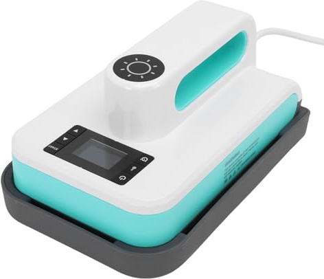 HELEVIA Kleine Hand-Heißpressmaschine für T-Shirts mit Einstellbarer Zeit, Temperatur und Robustem ABS-Material (EU-Stecker)