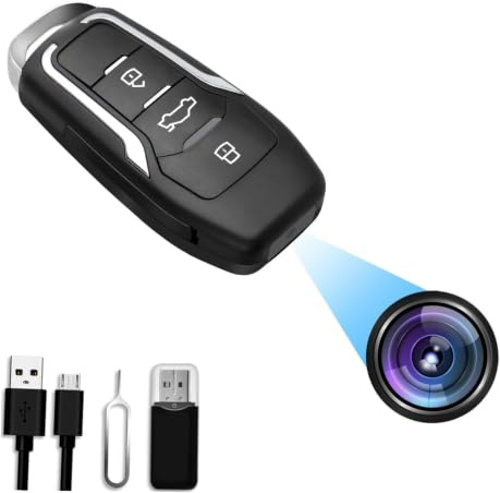 SHENMEILA Spy Camera Car key, 1080P Hidden Camera with Motion Monitoring, Video And Audio Recording, No WiFi Required,Night Vision for Outdoor(Without Memory Card)