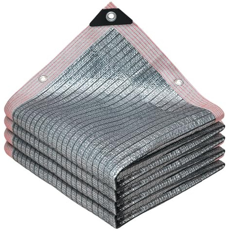 Rete Ombreggiante 4x6m Silver Foglio di Alluminio Telone Telo Copertura Ombreggiatura - Tenda Parasole a Vela Protezione Solare - Per Piante Da Patio Serra Pollaio Piscina