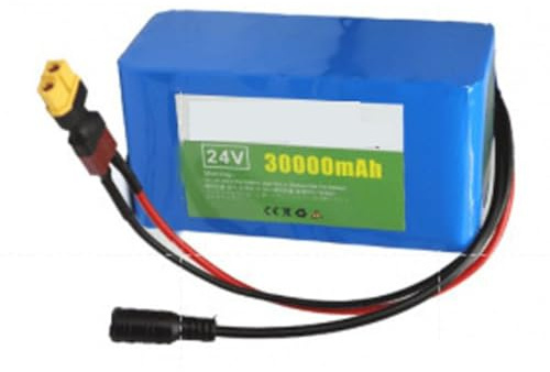 24V 30Ah 7S3P Batería recargable de iones de litio BMS integrado Carcasa de PVC impermeable para patinetes eléctricos y vehículos de autoequilibrio 24V 30Ah,2line+DC