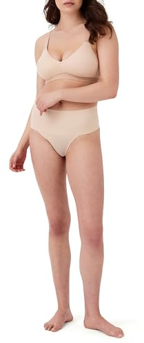Spanx SPANXsupersmooth Undie-tectable Thong - Comfortable Core Control - Invisible Shapewear - Women No Show Thong Underwear - Soft Nude - Large