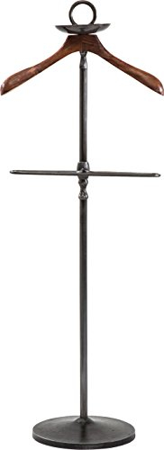 Kare Design Herrendiener Cosmopolitan, Schwarz, Garderobe, Stahlgestell, Mangoholz Kliederbügel, 124x49x29 cm (H/B/T)