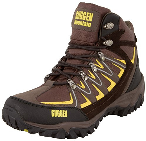 GUGGEN Mountain M009 Mountain Boots, Vandringsstövlar, bergsstövlar, vandringsskor med äkta läder, - Brun - 46 EU