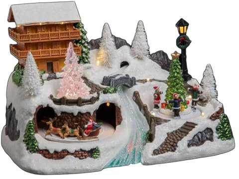 Feeric Lights et Christmas - Village de noël Chalet et Sapin animé 17 LED à Piles