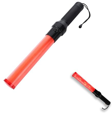 Telituny Linterna de Señales de Trafico, 16 pulgadas Baston Luminoso trafico LED, 2 Modos Linterna Policial Varita de Tráfico Linterna Luz Roja Lightstick Linterna con Modo Flash para Dirigir Tráfico
