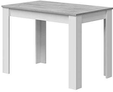 Habitdesign – Mesa Auxiliar Fija, Mesa para Comedor o Cocina, hasta 4 Comensales, Color Blanco Artik y Gris Cemento, 108,5x67x78 cm - Modelo Cloe