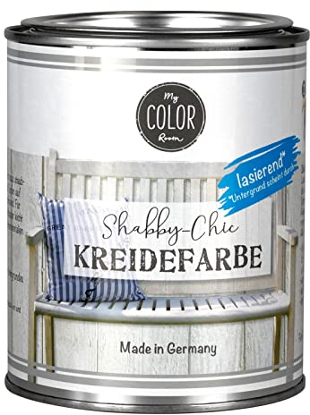My COLOR Room Shabby Chic (Rauchblau - 750 ml) Kreidefarbe lasierend/transparent für Möbel im Innen- Außenbereich - Kreidefarbe für Shabby Chic Farbe für Holz - Möbelfarbe In- und Outdoor-Bereich